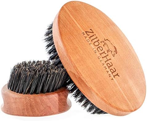 ZilberHaar - Men's Slanted Bristle Hair and Beard Brush - Natural Boar and Pearwood Military Style