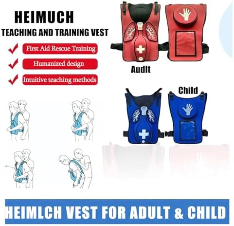 Anti Choking Vest, Adjustable Shoulder Straps and Waist Belt, Airway Obstruction Simulation Training Wearing Vest,for First Responder,Student First Aid Teaching Child-B-Red