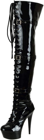 SheSole Women's Over The Knee Thigh High Heel Boots Platform Zip Buckle Lace Up