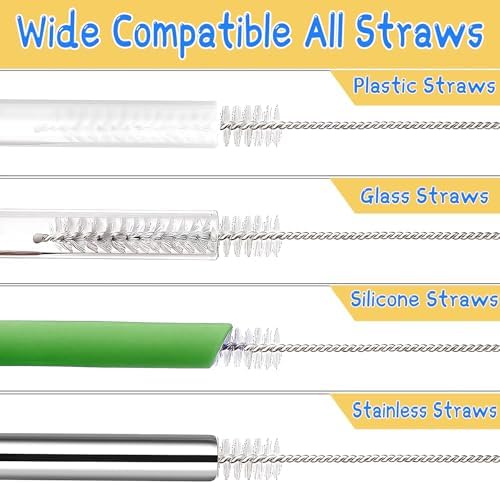 LEDUO Straw Cleaner Brush for Stanley - 12 PCS | Reusable Drinking Straw Brushes - Extra Long 12 inch, Extra Wide 12mm Diam Pipe Tube Cleaning Brush for 40 oz 30 oz 20 oz 64 oz Stanley Tumbler Mug