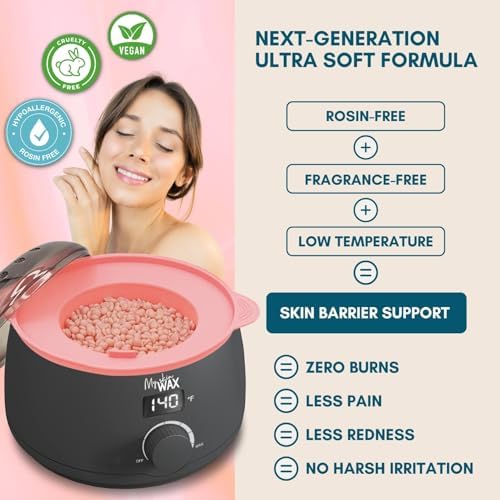 Stripless Wax beads 1.75 lbs, Hypoallergenic, Special for Sensitive Skin, Face and Body, Coarse Hair, Men, Women, Bikini, Brazilian, Rose