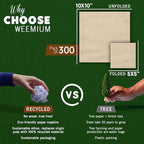 Weemium Compostable Napkins Disposable - FSC Certified - Pack of 300, 2-Ply - 5 x 5 Inch Folded - Post-Consumer Recycled Materials - Biodegradable & Highly Absorbent Paper Napkins for Lunch & Dinner