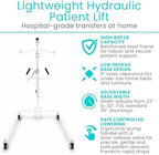 Vive Patient Lift for Home Use - Hydraulic Lift for Elderly Transfer from Bed to Chair & Floor, Portable Medical Hoist Lift Assist Device for Handicap & Seniors - 400 lb Capacity
