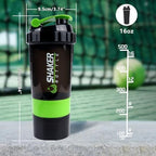 XTK Shaker Bottle 16OZ Protein Shaker Bottles with Mix Ball Portable Sports Water Bottle Leak Proof GYM Cup for Protein Mixes with Storage & Pill Organizer, Ideal for Pre Workout,BPA Free (Green)