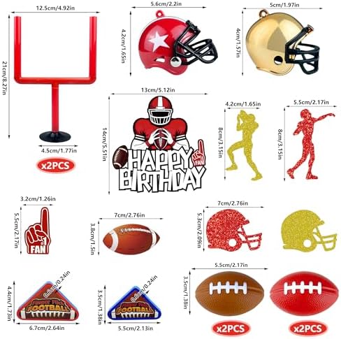17 PCS Football Birthday Party Supplies Set with Helmet Football Cake Topper Mini Flick Football Games for Themed Celebrations
