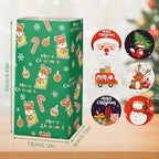 NACHLYNN Christmas Gift Bags 30 Pcs Kraft Paper with 30 Pcs Christmas Stickers Goody Bag for Party Favors Supplies Kraft Holiday (Multicolor)