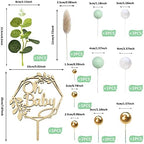 33 PCS Wood Oh Baby Cake Topper Balls Cake Topper Balls Cake Decorations with Artificial Leaves for Baby Shower Newborn Birthday Party Gender Reveal Decorations Cake Party Supplies
