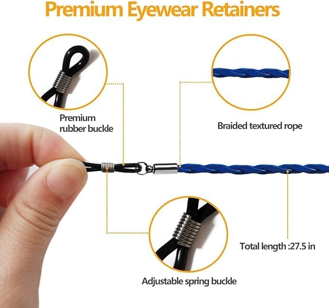 BILIONE Eyeglass Strap, 6Pcs Premium Glasses Holder Chains, Multicolor Eyewear Retainer for Women Men and Kids