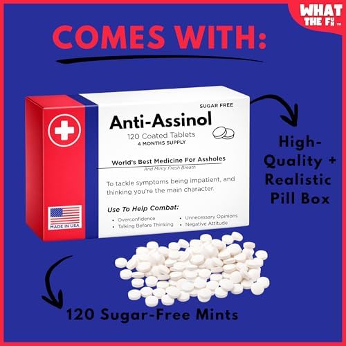 Funny Gifts for Dudes Gag Gift, Know-it-All Novelty Joke Prank Medicine Box, Made in USA 120 Sugar-Free Coated Mints, Father's Day, Dad, Brother, Friend