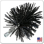 Midwest Hearth Poly Chimney Cleaning Brush, Round Polypropylene Bristles, Galvanized Steel Stem, 1/4" NPSM Fitting for Fiberglass Rod Kits, Made in USA – 8-Inch Round