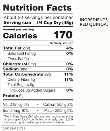 Roland Foods Red Quinoa from Peru, Pre-washed, 5 Lb Bag