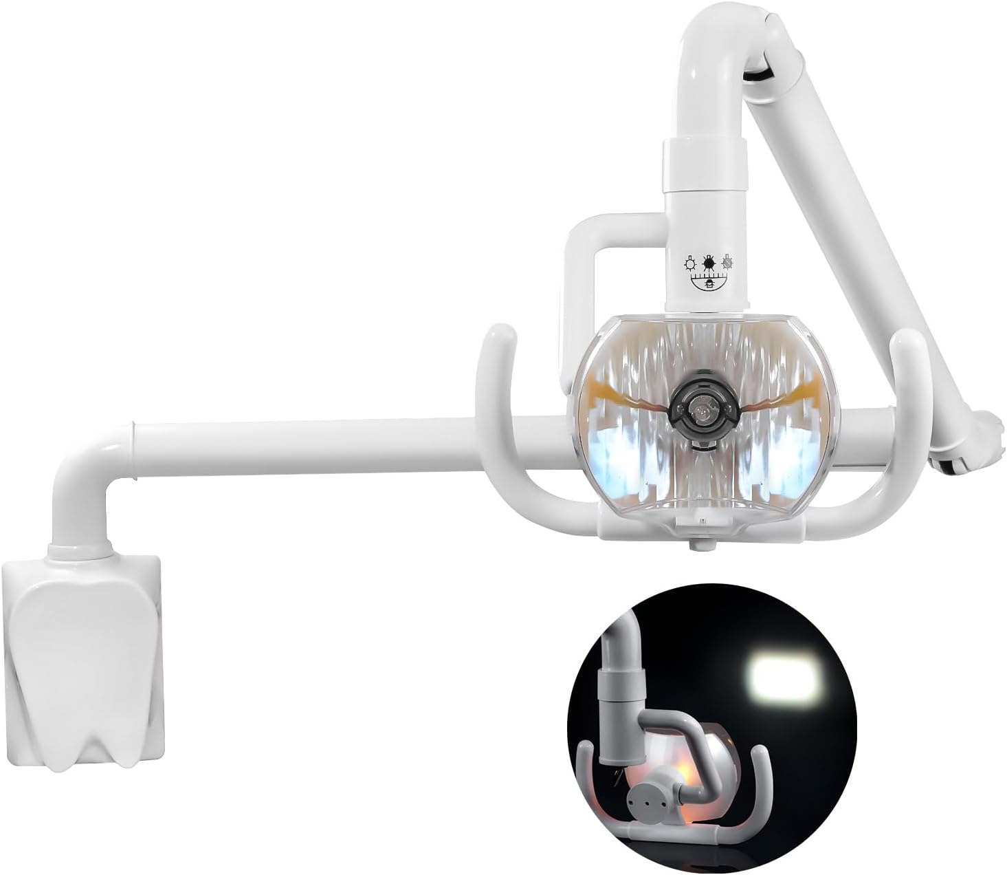 Global-Dental 50W Wall Hanging Surgical Examination Lamp Wall-Mounted Shadowless Cold Lamp Light with Arm for 22mm