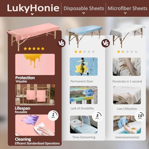 Massage Table Cover for Esthetician Beds, Reusable PU Leather Lash Bed Cover Well Protected Massage Bed in Therapy Facial Spa Tattoo Beauty Salon, Waterproof Wax Sheet Easy to Wipe Oil Stains