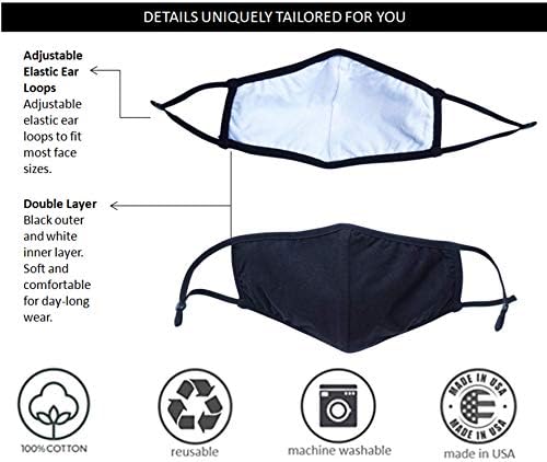 Simlu 20 Pack Premium Fabric Face Mask Reusable with Adjustable Elastic, 2 Layer,Cotton, Breathable, Nose Wire Black Cloth face Mask Washable Fits Men Women and Kids Made In USA…