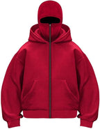 Men Hoodies Casual Double Hoodies Outerwear with Zip Pockets Long Sleeve Sweatshirt Sports Hooded Jacket Coat