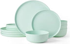 Mikasa Madison Pastel Bone China Lightweight Chip Resistant 12 Piece Dinnerware Set, Mint Green