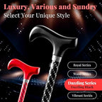 Merry Sticks Lightweight Foldable Walking Canes for Women and Men, Adjustable & Collapsible Walking Stick for Seniors, Balancing Mobility Aids, Ergonomic Handle & Wrist Strap - Dazzling Black