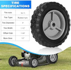 6 inch Heavy-Duty Rubber Wheels 2-Pack w/1/2 Bore, 1-1/2 Wide, 100LB Capacity - Fits Oregon 72-106, Craftsman, MTD, Radio Flyer, BBQ Carts（Gray）