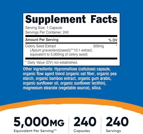 Nutricost Celery Seed Extract 240 Capsules for 240 Servings Per Bottle - Vegan, GMO-Free and Gluten-Free