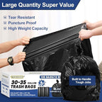30-35 Gallon Trash Bags Heavy Duty 1.5 Mil - 35" x 37" 100 Count Large Black Garbage Bags 30+ Gallon Strong Plastic Trash Can Liners for Home Kitchen Commercial Lawn and Leaf