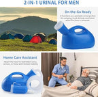ONEDONE Urinals for Men - Portable Urinal for Men Spill Proof Nighttime Men's Urinal Bottle Male Pee Bottle Urine Bottle 68 OZ for Hospital Home Camping Car Travel 45" Long Hose with Lid (Blue)