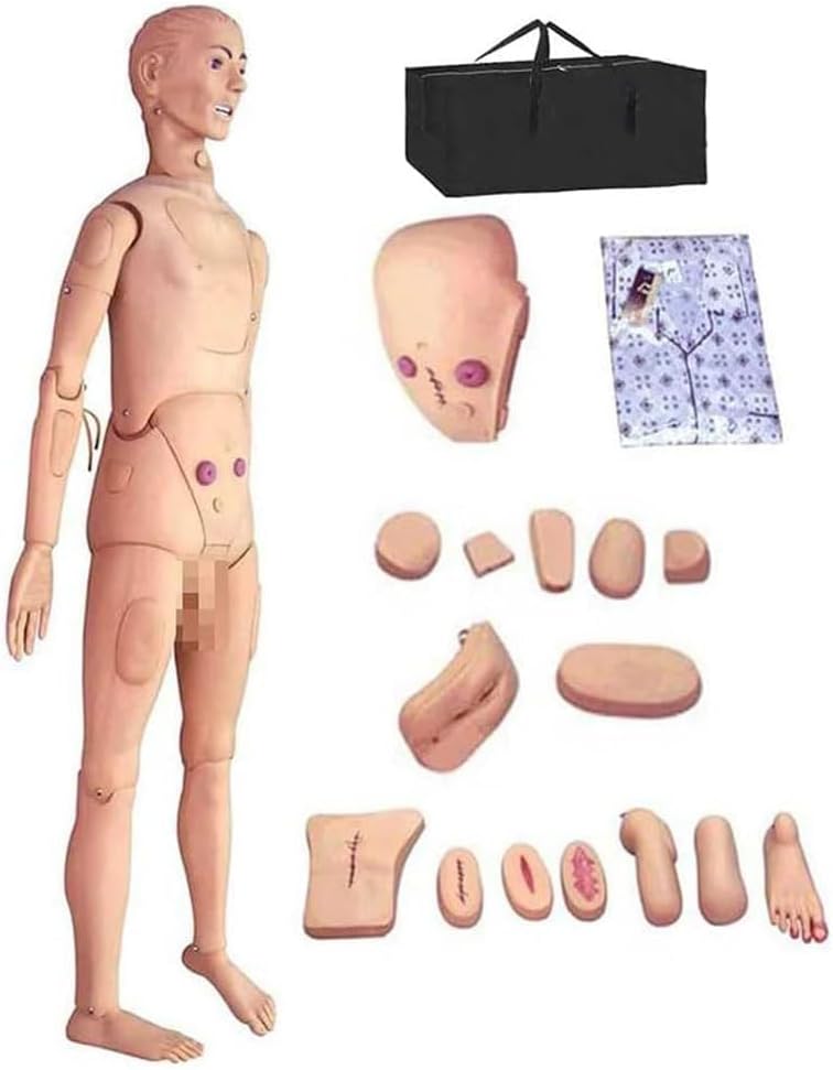 170cm Life Size Patient Care Manikin Nursing Manikin Training Cpr Simulator Basic Geri Nursing Skills Geriatric Human Model Mannequin Full Body for Students Education Teaching Medical Training Skills