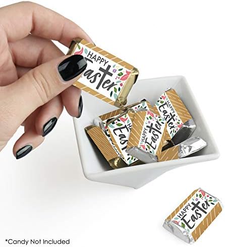 Big Dot of Happiness Religious Easter - Mini Candy Bar Wrapper Stickers - Christian Holiday Party Small Favors - 40 Count