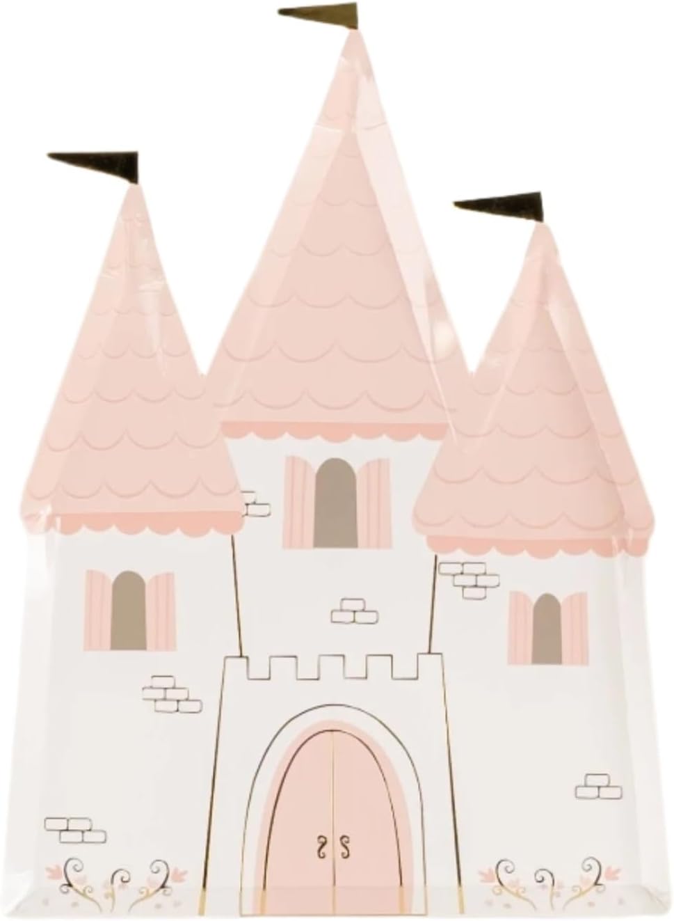 Princess Castle Plates, Shaped, Pink with Gold Foil Detail, Party Decoration, Birthday Celebration
