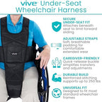 Vive Wheelchair Seatbelt - Wheelchair Harness for Adults, Anti-Slip Safety Belt with Adjustable Straps, Medical Restraints for Elderly People, Torso Support (Black)