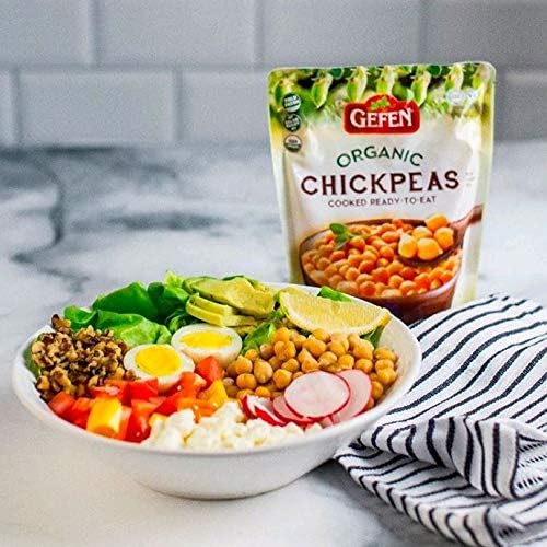 Gefen Organic Chickpeas, Cooked, Ready to Eat, Kosher, USDA Organic, 16.9 Ounces (Pack Of 12)
