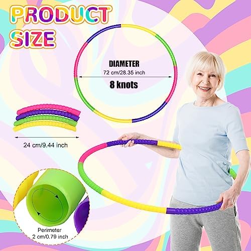 Sratte 12 Pcs Toy Hoop for Kid Detachable Adjustable Toy Hoop Colored Hoop Exercise Ring Plastic Circle for Kid Teen Gymnastics Dog Agility Equipment, Require Self Assembly(Fresh Color, 28 Inch)
