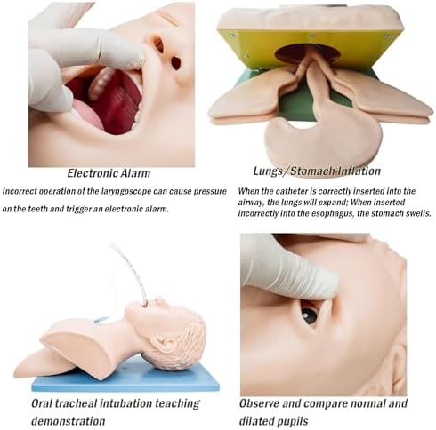 INTBUYING Electron Intubation Adult Manikin 110V-220V Airway Medical Mannequin for Training Teaching Model with Alarm