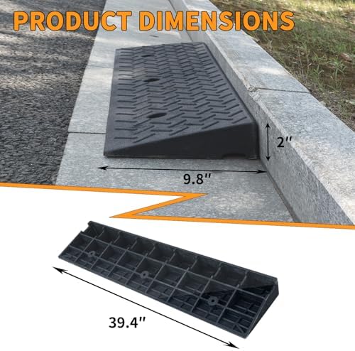 Curb Ramp 2" Rise Rubber Curb Ramps for Driveway Curb Ramps for Sidewalks Car Ramps Door Threshold Ramp Shed Ramps for Riding Mower 7000 LB Capacity