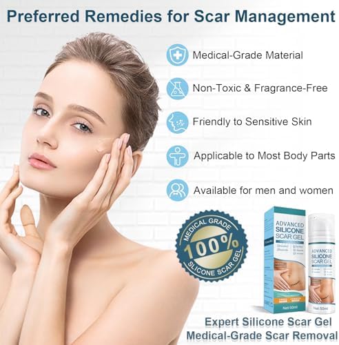 Advanced Scar Gel, Silicone Scar Gel, Treats Old and New Scars, Reduces the Appearance of Scars from, Body, Face, Stretch Marks, Surgical Scar, Keloids, Acne, Burns and More, 50g (1.7 Oz)