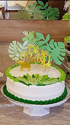 LaVenty Glittery Tropical Leaves Cake Topper Tropical Wedding Cake Decoration greenery Palm Leaf Cake Topper