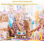 Zkptops Unicorn Cake Topper Birthday Party Supplies Unicorn Birthday Decorations Gold Horn Cake Topper Accessory with Eyelashes Cute Handmade Reusable Cake Toppers for Girls Kids Women 5.8 Inch