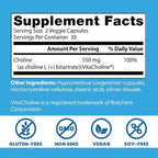Doctor's Best Choline L-Bitartrate Supplement for Women & Men - Supports Prenatal Health & Liver Function, 550 mg Per 2 Capsule Serving, Vegan, Non-GMO, Gluten Free, Soy Free - 60 Veg Caps