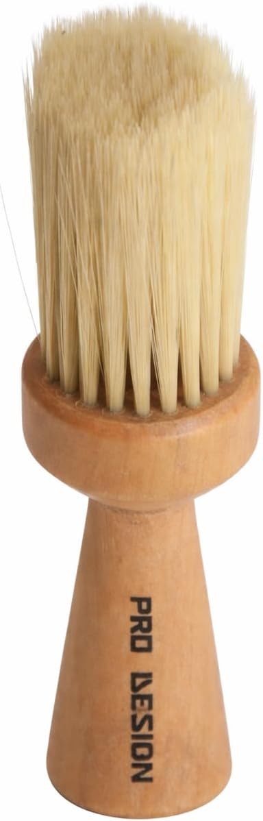 Pro Design Professional Barber Neck Duster Brush with Soft Bristles, Wooden Handle, for Hair Styling and Grooming (1 Pack)