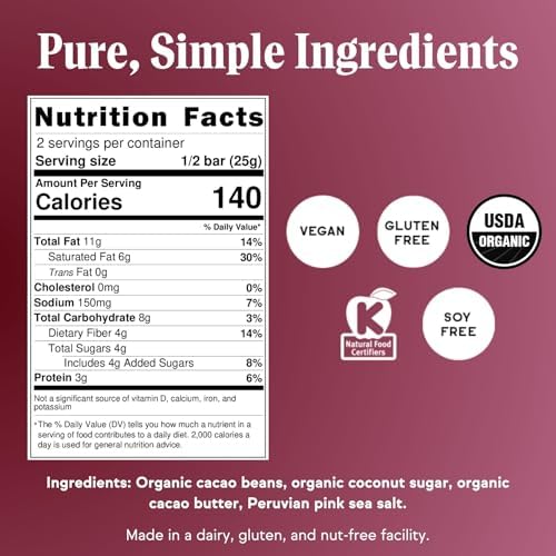 Raaka Salted Super Dark Chocolate Bars - 90% Cacao, Organic, Vegan, Kosher, Gluten Free, Cane Sugar Free - Lightly Sweetened with Coconut Sugar - 1.8oz Bars, 3-Pack