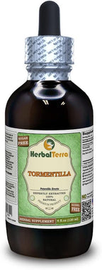 Tormentilla (Potentilla erecta) Glycerite, Dried Roots Alcohol-Free Liquid Extract (Brand Name: HerbalTerra, Proudly Made in USA) 4 fl.oz (120 ml)
