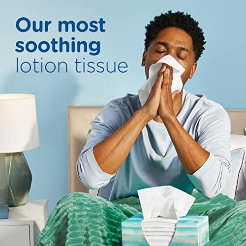Puffs Plus Lotion Facial Tissues, 4 Family Boxes, 124 tissues per Box, Allergies and Colds