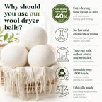 Wool Dryer Balls XL 4-Pack – Organic Wool Dryer Balls for Laundry Reusable, Natural Fabric Softener, Reduces Drying Time, Static, Wrinkles & Laundry Clumping