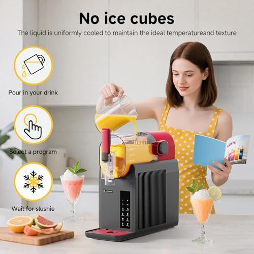 AAOBOSI Slushie Machine for Home, Frozen Drink Machine with Cookbook, Margarita Machine with 6 Presets Programs, No Ice Needed, Auto Cleaning, Slushy Maker for Frozen Margaritas, Cocktails, Frappés