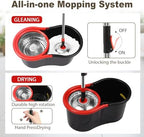 Spin Mop and Bucket with Wringer Set, 360° Spinning Mop and Bucket System with 3 Microfiber Mop Replacement Heads and 51" Stainless Steel Adjustable Handle for Mop Floor Cleaning