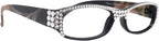 Rosie "NY Fifth Avenue Bling Reading Glasses (Black Frame) with Clear Genuine European Crystals on the Full Top."
