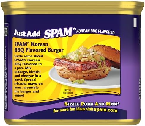 SPAM Korean BBQ Flavored, Shelf Stable Canned Meat, 12 Oz Can
