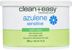 Clean + Easy Azulene Sensitive Soft Wax – Wax for Sensitive Skin Hair Removal, Gentle & Soothing Formula for Face & Body, 14 oz