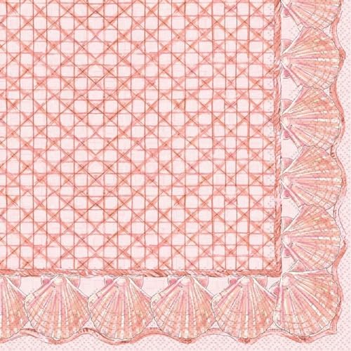 IHR Ideal Home Range Lunch Napkins Disposable 3-Ply Paper Party Supplies, 6.5" x 6.5", Coral Shells, 20-Count