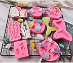 Mermaid Theme Cake Mold, Mermaid, Shell, Seaweed, Coral Silicone Mold Cupcake Toppers Mold for Candy,Chocolate,Fondant,Polymer Clay,Crafting Projects & Cake Decoration