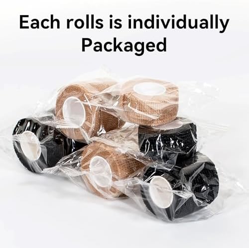 Self Adhesive Bandage Wrap,Bandage Tape,Medical Tape,Vet Tape,Athletic Tape Gauze,for First Aid,Sports, Wrist, Ankles(16 Rolls,2inch*5Yards), 16pcs Beige